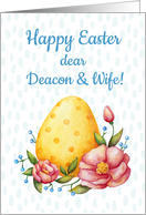 Easter watercolor card for Deacon & Wife with Egg and flowers card