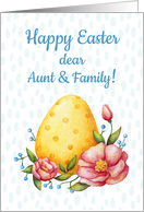Easter watercolor card for Aunt and family with Egg and flowers card