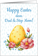 Easter watercolor card for Father and Step Mother with Egg and flowers card