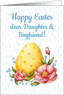Easter watercolor card for Daughter and Boyfriend with Egg and flowers card