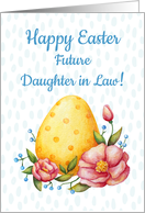 Easter watercolor card for Daughter-in-law with Egg and flower card