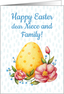 Easter watercolor card for niece and family with Egg and flower card