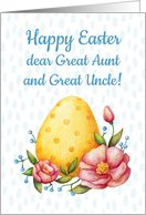 Easter watercolor card for Great Aunt & Uncle with Egg and flowers card