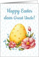 Easter watercolor card for Great Uncle with Egg and flower card