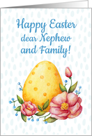 Easter watercolor card for nephew and family with Egg and flower card