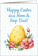 Easter watercolor card for mother and step father with Egg and flowers card