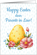 Easter watercolor card for Parents in Law with Egg and flowers card