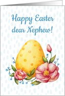 Easter watercolor card for Nephew with Egg and flowers card