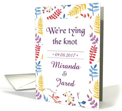 Wedding Invitation We're tying the knot watercolor card (1426876)