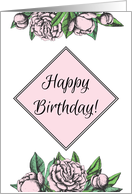 Vintage Happy Birthday card for elegant person with rose’s theme card