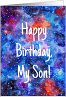 Space card with happy birthday congratulations card
