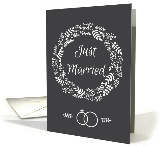 Just married announcement with wreath card (1427372)