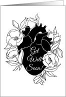 Get Well Soon, Heart Attack, Heart in black and white style card