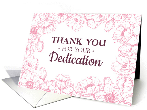 Employee Thank You for your dedication card with pink flowers card