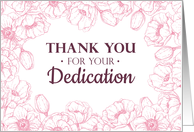 Employee Thank You for your dedication card with pink flowers card
