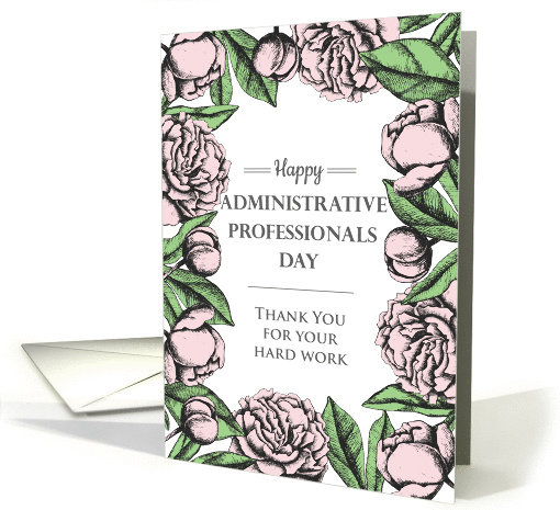 Vintage frame for Administrative Professionals Day with flowers card