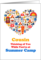 Thinking of Cousin card with heart for Summer Camp card