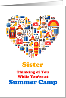 Thinking of Sister card with heart for Summer Camp card