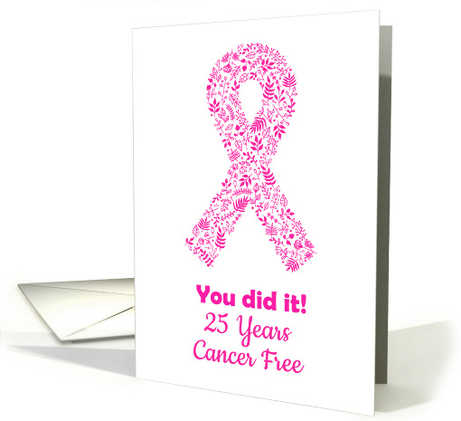 Cancer free 25 years anniversary pink ribbon card (1433392)