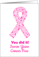 Cancer free 7 years anniversary pink ribbon card