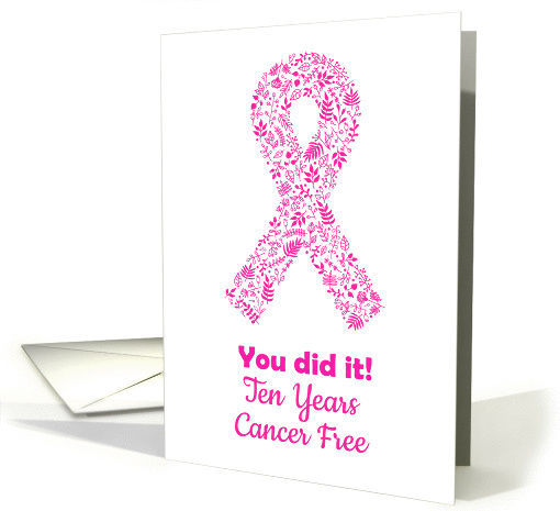 Cancer free 10 years anniversary pink ribbon card (1433406)