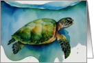 Hawaiian Honu Sea Turtle Ocean Watercolor Design Blank Inside card
