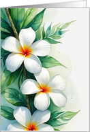 Boho Tropical Plumeria and Maile Watercolor Design Blank Inside card