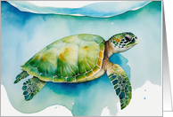 Hawaiian Honu Sea Turtle Ocean Watercolor Design Blank Inside card