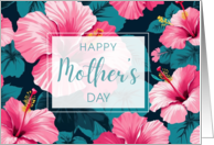 Happy Mothers Day Hibiscus Tropical Boho Design card