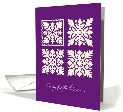 Bright Aloha Wishes Hawaiian Quilt Congratulations Blank card