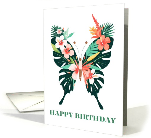 Tropical Butterfly Happy Birthday Floral Wings Design card (1931250)