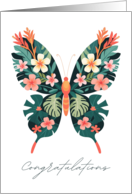 Tropical Butterfly Congratulations Floral Wings Design Blank card