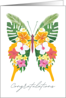 Tropical Butterfly Congratulations Floral Wings Design Blank card