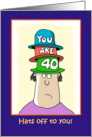 Hats Off To You- Funny Fortieth Birthday Card