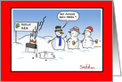 Has Anyone Seen Derek? Funny Christmas Snowman Cartoon card