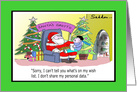 Christmas Present List For Santa Funny Cartoon card