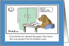 Teaching Dog New Tricks Funny Exam Congratulations Cartoon card