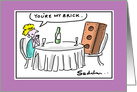 You’re My Brick! Funny Comic Birthday For Husband Cartoon card