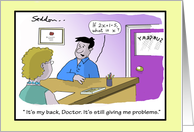 Back Surgery-Funny Doctor And Patient Cartoon card