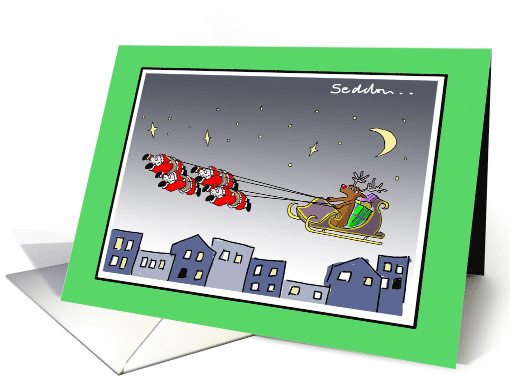 Santa Pulling Sleigh Funny Cartoon card (1548234)