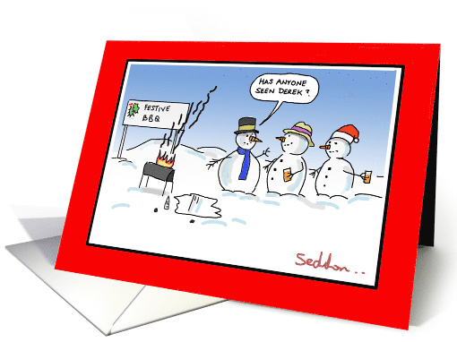 Has Anyone Seen Derek? Funny Christmas Snowman Cartoon card (1548236)