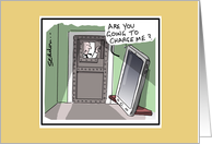 Funny Cell Phone Birthday Comic Cartoon card