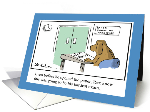 Teaching Dog New Tricks Funny Exam Congratulations Cartoon card