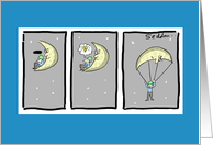 Man In The Moon Funny Welcome Back Cartoon card