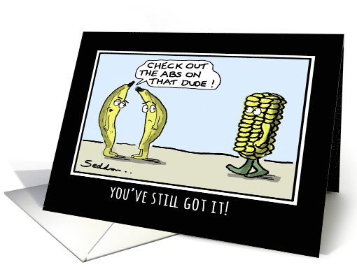Check Out the Abs! Funny Comic Cartoon Birthday card (1599264)