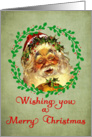 Merry Christmas - Antique Santa Claus - Christms Pudding with Holly card