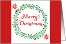 Merry Christmas, Modernistic light bulb wreath with Poinsettias card
