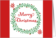 Merry Christmas, Modernistic light bulb wreath with Poinsettias card