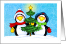 Lighting It Up Holiday Penguins card