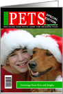Holiday Pets Mock Magazine Cover Photo Card